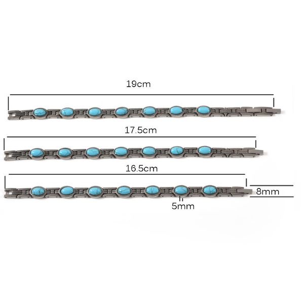 

link, chain wollet jewelry stainless steel bracelet for women silver energy silica blue purple turkish stone, Black