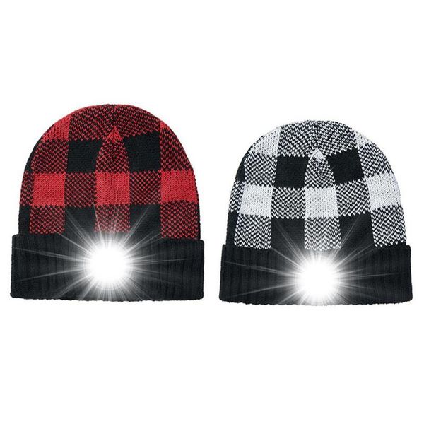 

cycling caps & masks led beanie hat with light usb rechargeable knitted hands 5 headlamp cap christmas gifts for run, Black