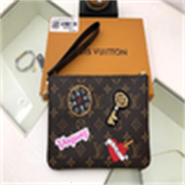 

key brand designer cases luxury m63447 card style clutches handbag pouches leather compact holders long purse wallets chain wallet, Black;red