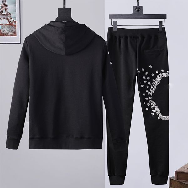 

designer tracksuits mens skull cardigan jacket+pants 2 piece sets summer casual punk sweatshirts print letter skateboard clothing long l00, Gray