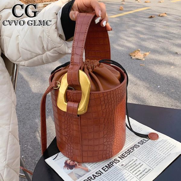 

cvvo glmc stone pattern brand designer pu leather bucket crossbody for women 2021 vintage fashion shoulder bag handbags bags