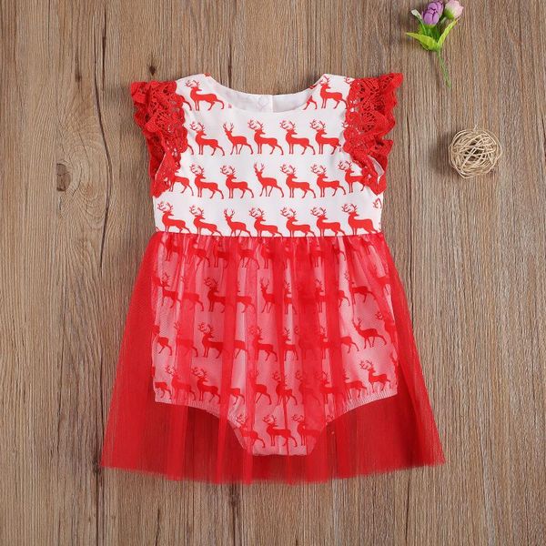 

jumpsuits baby & children's christams infant born boys girls sleeveless lace romper deer printing jumpsuit outfits clothes, Blue