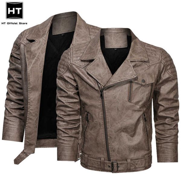 

mens motorcycle jacket autumn winter men faux pu leather jackets casual embroidery biker coat zipper male jackets 211018, Black