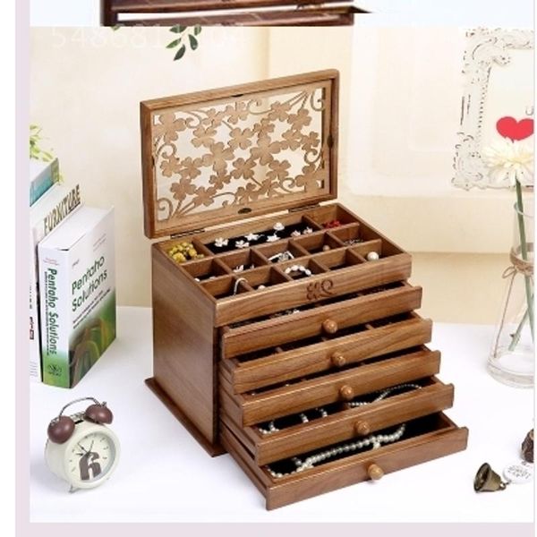 

upgraded version wood jewelry box storage gift display lagre packaging casket marriage wy606 boxes & bins