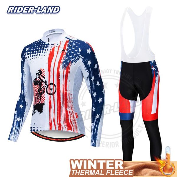 

racing sets bike clothes men 2021 fleece cycling bib shorts jersey kit mountain bicycle clothing suit long sleeve sportsuit outfits, Black;blue