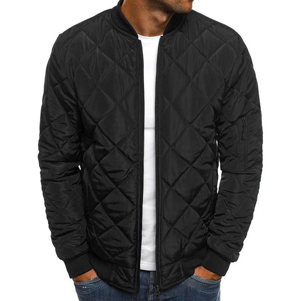 

men's jackets 2021 men cotton-padded solid color loose rhombus seam jacket coat winter warm 6 colors daily fashion outerwear, Black;brown