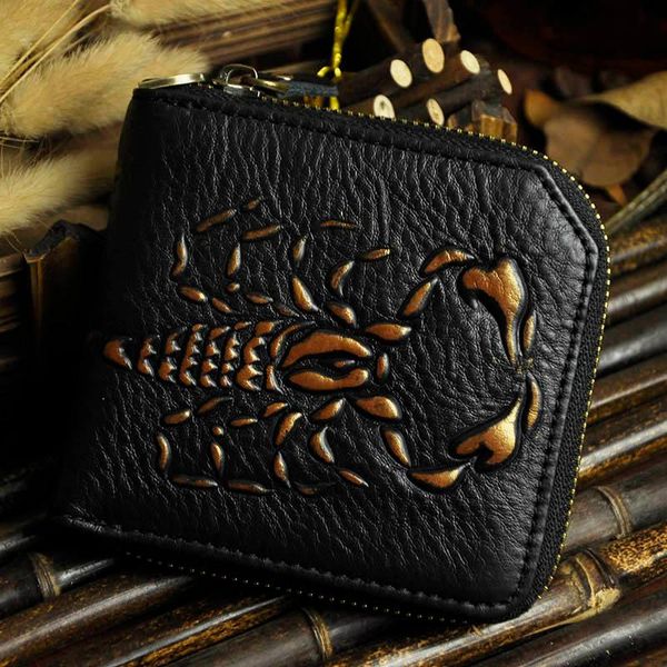 

wallets male real leather design animal emboss multifunction standard horizontal zipper around wallet purse with coin pocket 8011-s, Red;black