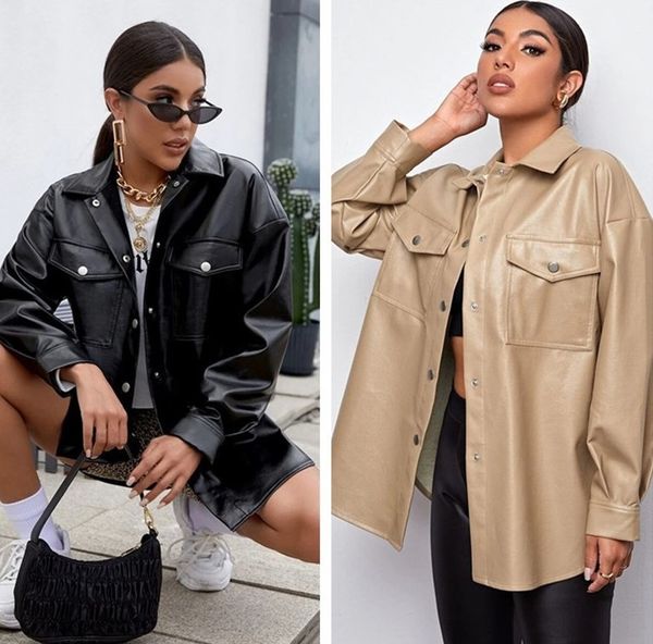 

designer jacket coats leather punk style clothes femme womens fashion streetwear wrap wool cardigan shawl coat casual windbreaker jackets ou, Black