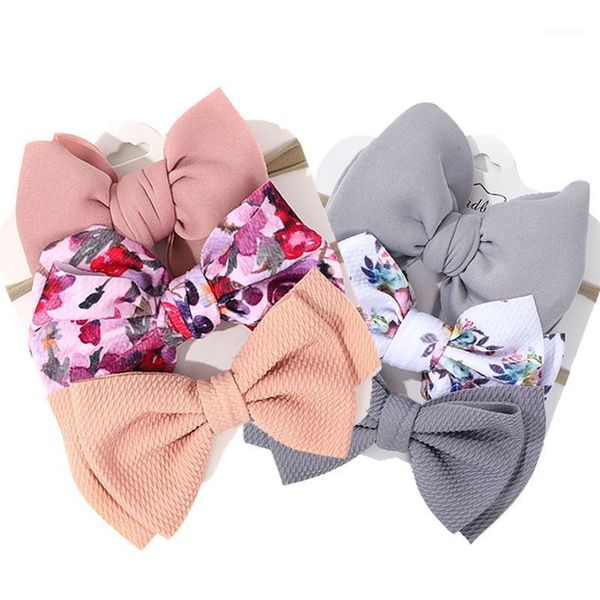 

pcs/set baby girl headband flower printed elastic born headbands hairband for girls bows kids turban hair accessories1, Slivery;white