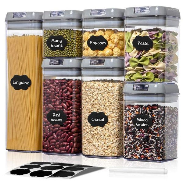 

storage bottles & jars 7pcs airtight container jar set with lid plastic for bulk cereal pasta pantry organization kitchen