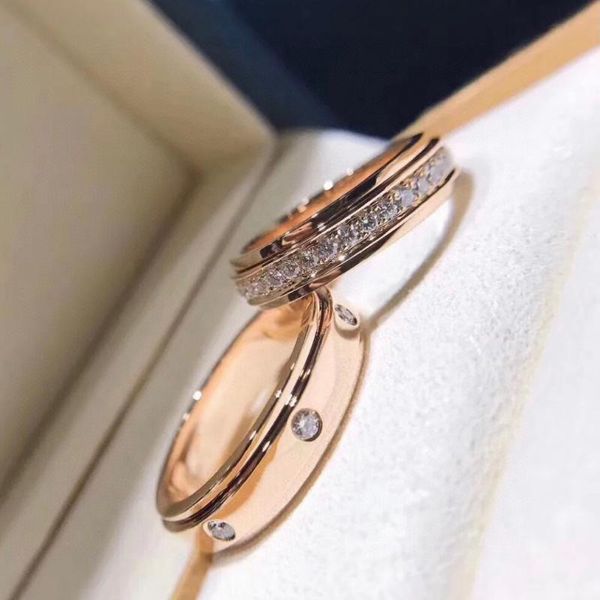 

cluster rings brand pure 925 sterling silver jewelry for women wedding rotate ring engagement rose gold diamond, Golden;silver