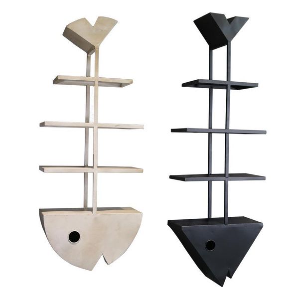 

decorative objects & figurines creative iron fish bone home decoration accessories modern fashion living room shelf multi layer simple stora