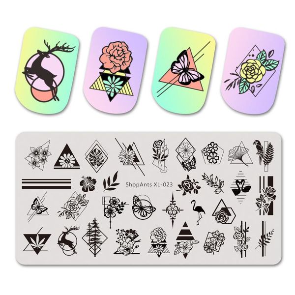 

nail art templates shopants stamping image plate geometric flowers multi-theme template manicure stencil tool design makeup, White