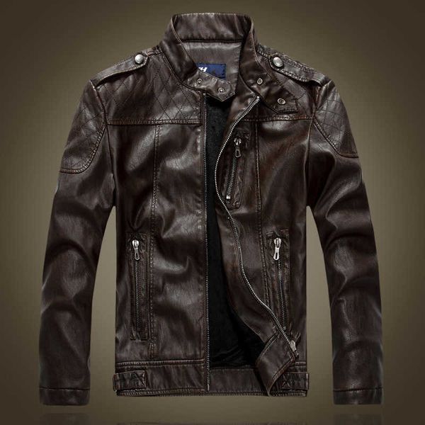 

motorcycle jacket waterproof coat for hansome man autumn winter leather jacket cowhide coat men fashion warm biker youth jacket 211009, Black