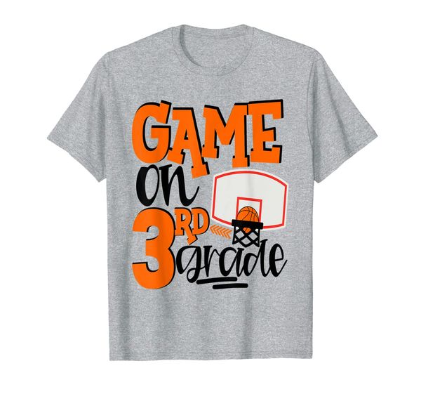 

game on 3rd grade fun basketball school t shirt, White;black