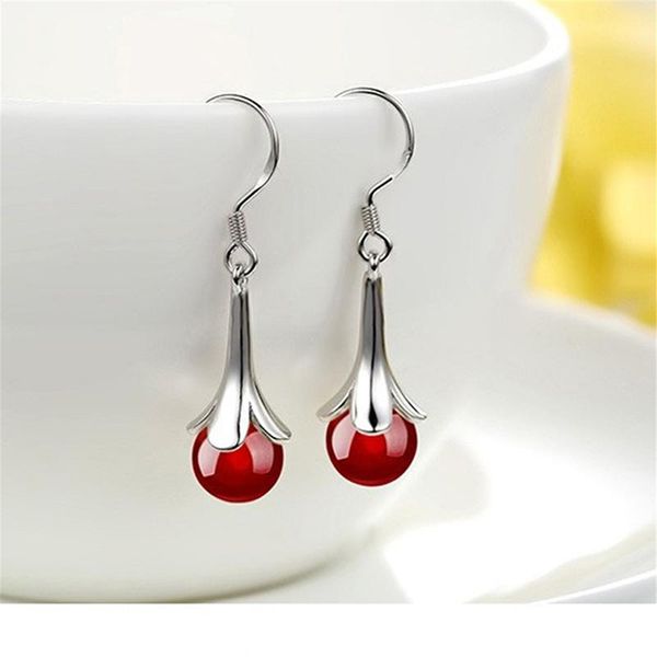 

design women earrings natural stone hanging wedding korean fashion jewelry handmade gifts for dangle & chandelier, Silver