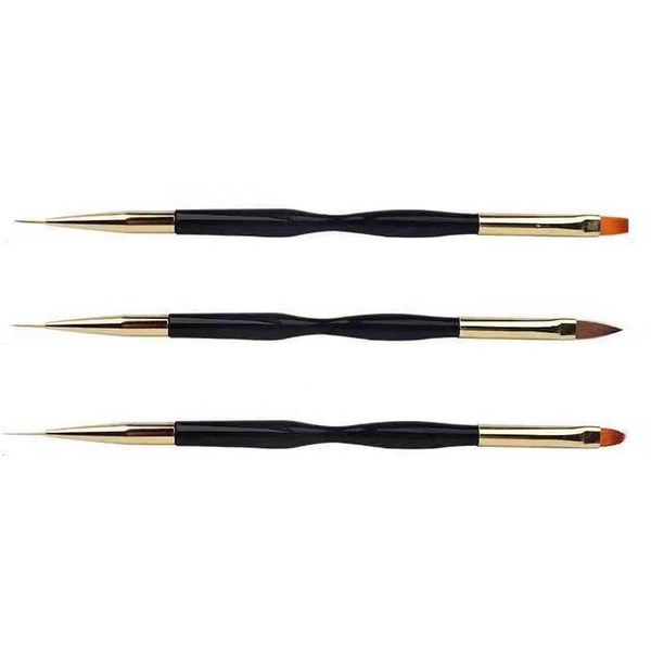 

nail brushes double head brush painting drawing lines pen uv gel polish design dot strips detailing manicure tools, Yellow