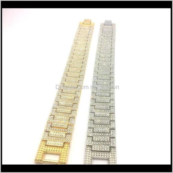 

tennis jewelry hip hop rock style sier gold bracelets jewelry fashion iced out miami cuban link chain bracelet for men 2280 drop delivery 20, Golden;silver