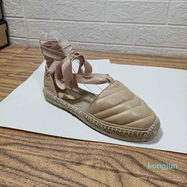 

designer- womens rattan straw linen casual sandals summer fashion woman flat ankle straps slippers ladies slides shoe, Black
