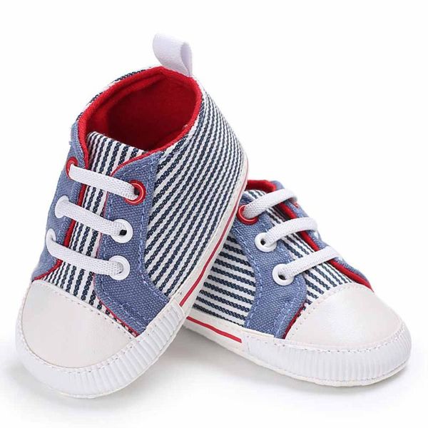 

first walkers infant baby boys stripe canvas shoes soft spring autumn casual oft soled anti-skid crib