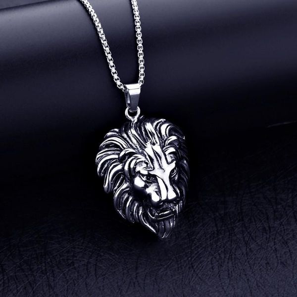 

pendant necklaces punk lion necklace for men animal stainless steel chain female male fashion jewelry personality choker, Silver