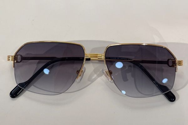 

gold grey shaded pilot sunglasses sunnies 0285 men fashion sun glasses half frame with box, White;black