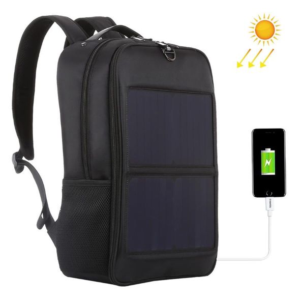 

backpack solar 14w panel powered lapbag water-resistant large capacity with external usb charging port