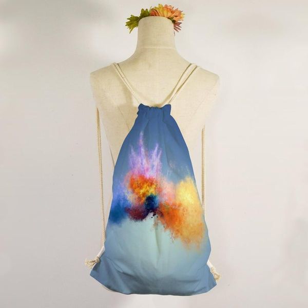 

canvas bag backpack drawstring pocket shopping student cloth