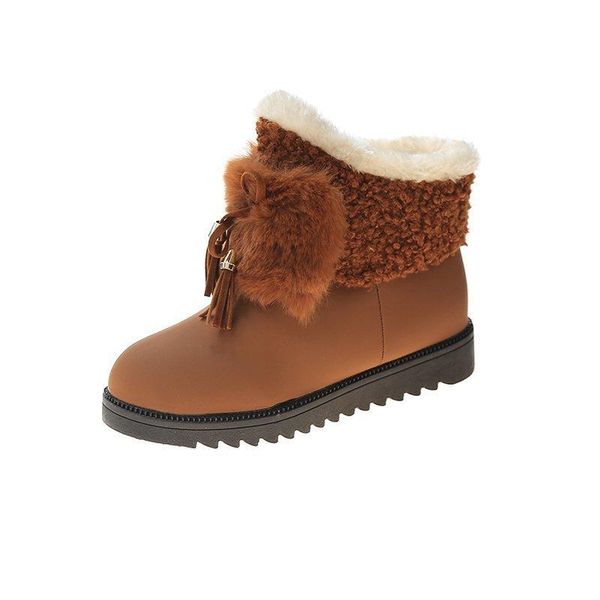 

boots 2021 snow female autumn and winter korean version of the wild student women's cotton shoes ins short tube plus velvet, Black