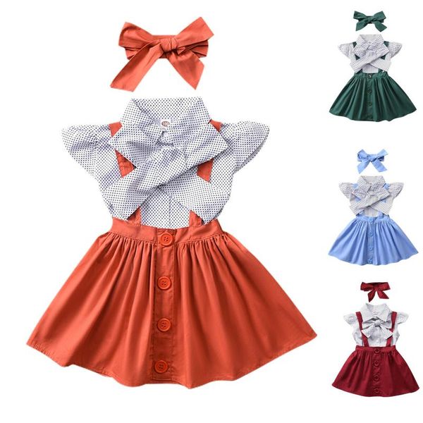 

clothing sets kids baby outfit + shorts skirt headband set toddler summer clothes children's girl dresses ropa niÃ±a, White