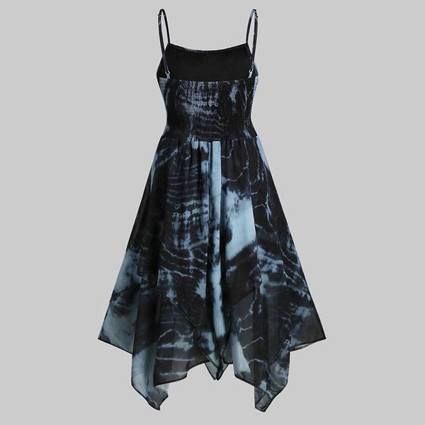 

casual dresses tie dye a-line dress women plus size summer fashion 2021 streetwear loose sleeveless backless high waist, Black;gray