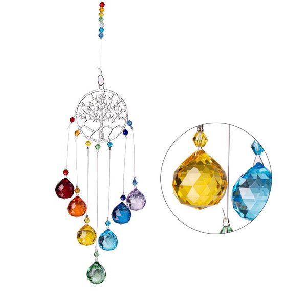 

colorful crystal hanging 0utdoor pendant crystals ball prism rainbow maker chakra cascade home garden de decorative objects & figurines