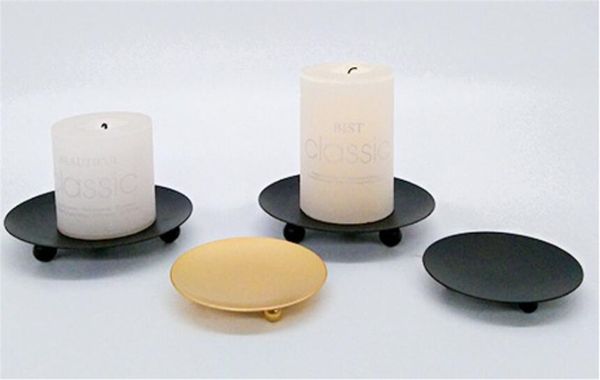 Vendita all'ingrosso oro nero piatto piastra candela decorativa candele di colonna decorativo stand insensire vassoio partito da sposa da sposa kd1