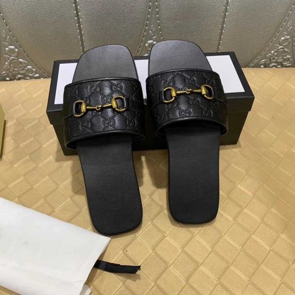 

summer 2021 new fashion men's black slippers non slip leather printed flip flop zlh
