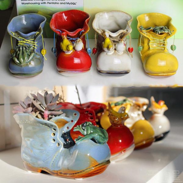 

vases ceramic vase succulent creative shoes boots flower plants pot european porcelain figurine decor ornaments handicraft pen holder