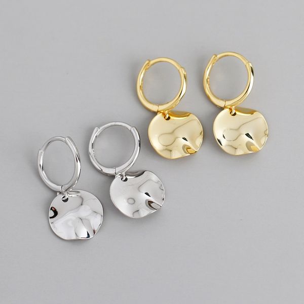 

designer earrings irregular circle wafer ear studs 925 silver ear buckle simple temperament fashion earrings, Golden;silver