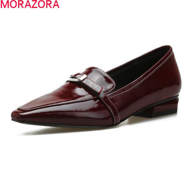 

morazora arrival women pumps genuine leather ladies office dress shoes spring summer 2 colors casual single shoes 210506, Black