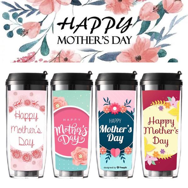 

mother thanksgiving gift cup i love mom portable outdoor fitness water bottle happy mother's day design plastic tumbler