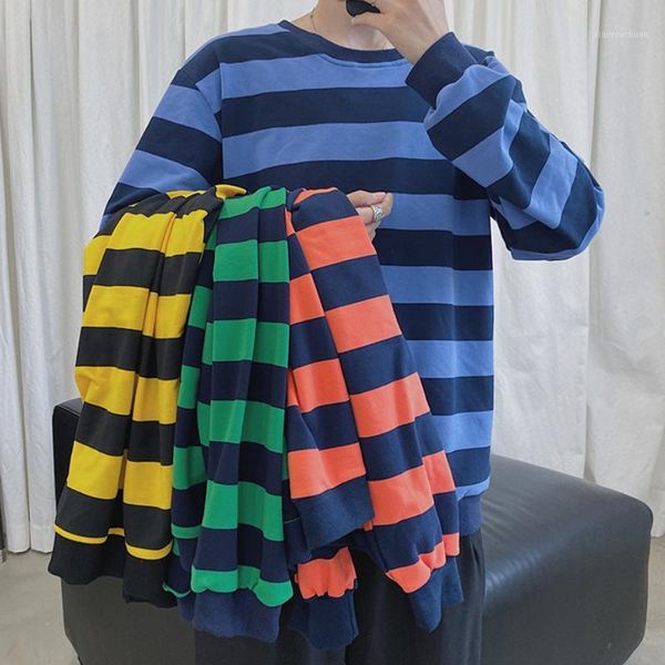 

men's hoodies & sweatshirts casual sweatshirt women stripe pullover fashion couples o neck loose outfit vintage long sleeve sudaderas, Black