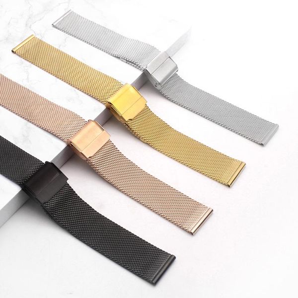

watch bands milanese watchband 12mm 14mm 16mm 18mm 20mm 22mm 24mm man/women universal stainless steel metal strap, Black;brown