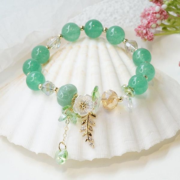 

beaded, strands arrival flower leaf orange/purple/blue/green stone beads strand bracelets for women girls fashion jewelry, Black