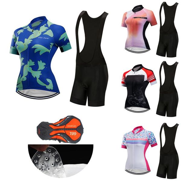 

women bike clothes bib shorts 2021 sport suit female cycling jersey set mtb kit bicycle clothing skinsuit dress cyclist uniform racing sets, Black;blue
