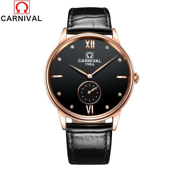 

wristwatches minimalist design switzerland watches carnival watch 2021 men business quartz casual leather, Slivery;brown