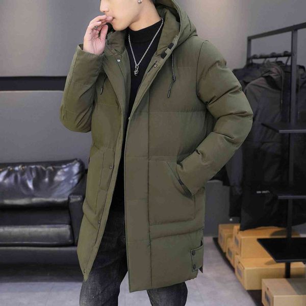 Neue Winter Männer Lange Parkas Casual Unten Jacken Männlichen Dicke Warme Outwear Mit Kapuze Zipper Mäntel Winddicht Slim Fit Herren Kleidung 4XL Y1103