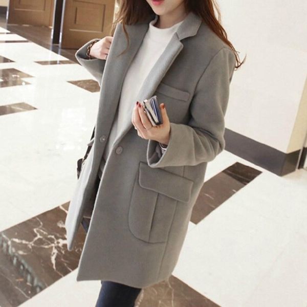 

women's wool & blends 2021 autumn winter vintage women trenchs outerwear casual lapel coat classic fashionable jackets ladies, Black