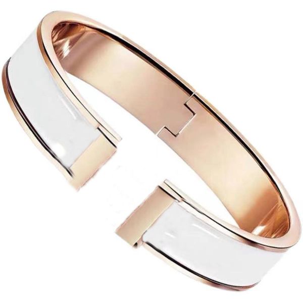 

fashion titanium steel h letter bangle charm love opening jewelry rose gold white comes with exquisite packaging gift box, Black