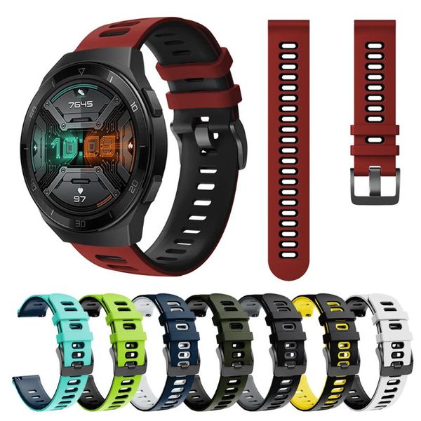 

watch bands correa band for huawei gt 2e strap watchband bracelet silicone belt, Black;brown