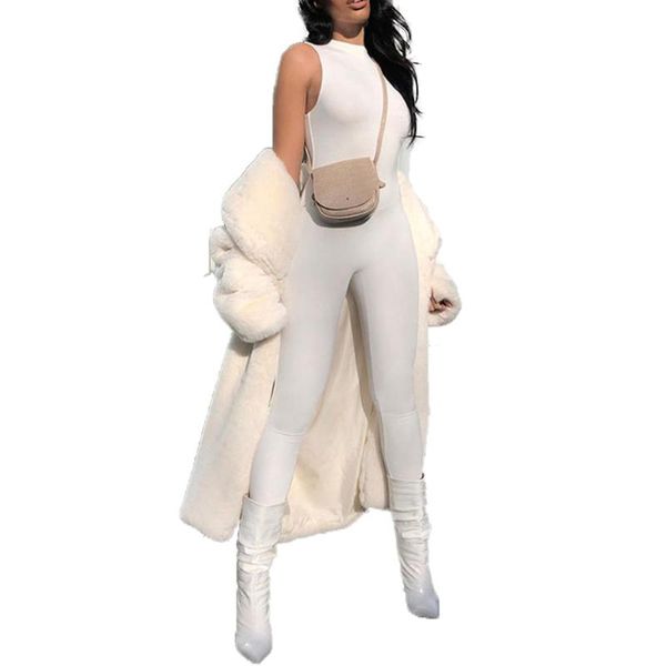 

women fashion sleeveless solid color skinny bodycon fitness gym running jogging sports jumpsuits rompers tracksuits women's &, Black;white