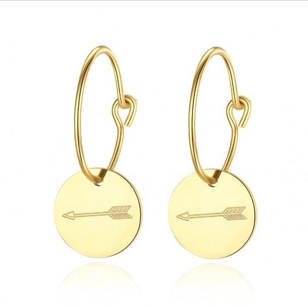 

hoop & huggie hollow round stainless steel map style earrings, Golden;silver