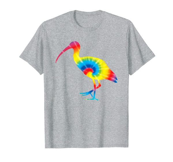 

tie dye ibis rainbow print bird wading hippie peace gift t-shirt, White;black